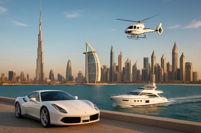 Dubai city skyline with iconic landmarks and luxury travel experiences