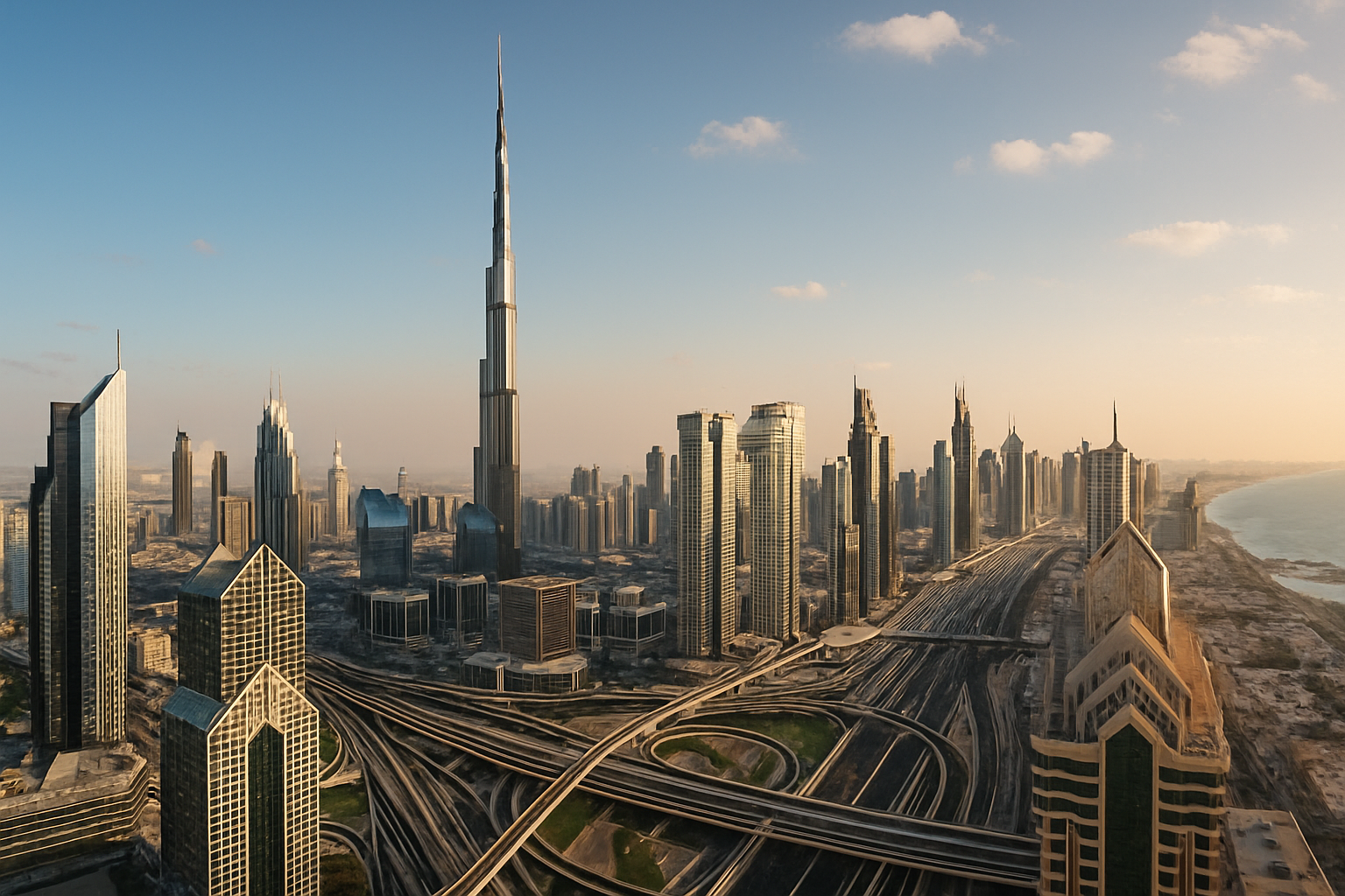 Panoramic view of Dubai city skyline